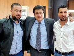 Brey con los ministros Moroni y Meoni