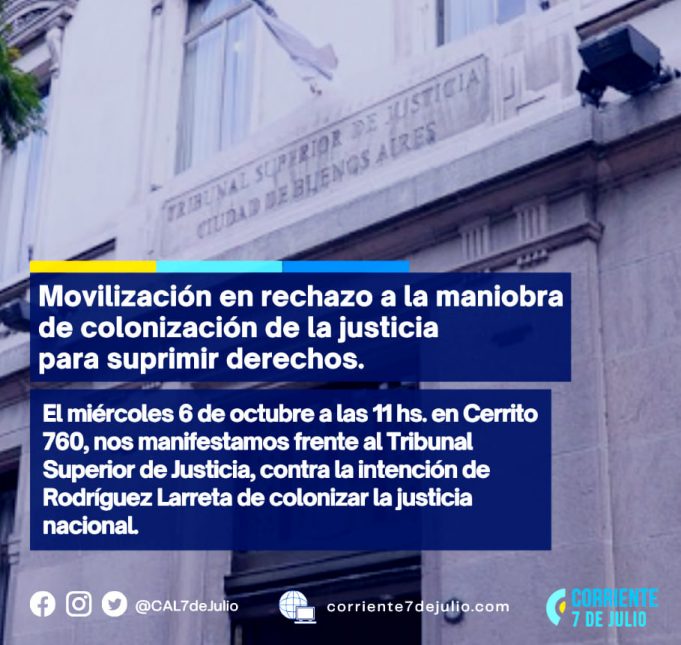 JUSTICIA LABORAL: 6/10 11 HS. Marcha en repudio a Ley CABA que «COPA la JUSTICIA NACIONAL»