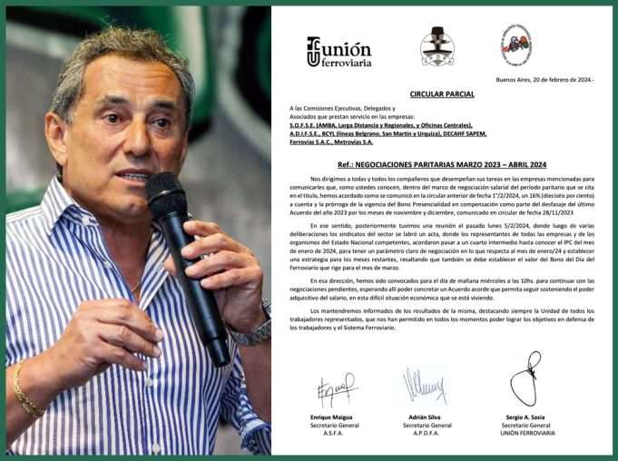 UNIÓN FERROVIARIA, APDFA y ASFA en reunión paritaria de este 21/2 convocada por Secretaría de Trabajo