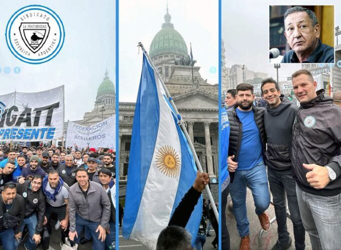 LA FRATERNIDAD marcho para decir NO A LA LEY BASES y respaldo el DNU de la EMERGENCIA FERROVIARIA